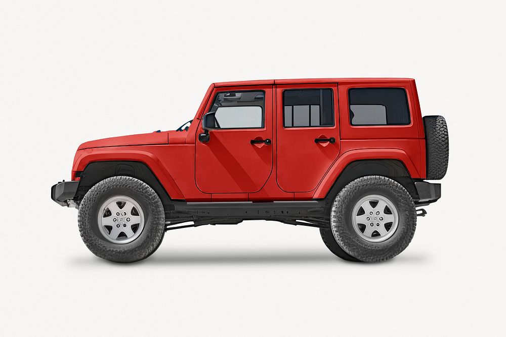 Red four-wheel SUV, isolated on white