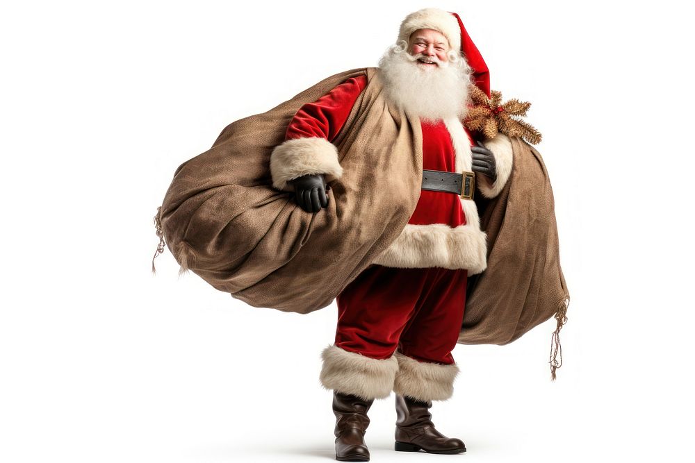 Smiling santa claus costume white background celebration. AI generated Image by rawpixel.