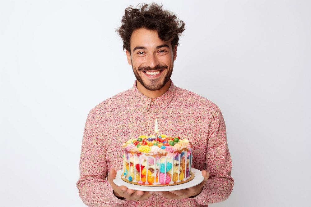 Cake smiling holding dessert. AI generated Image by rawpixel.