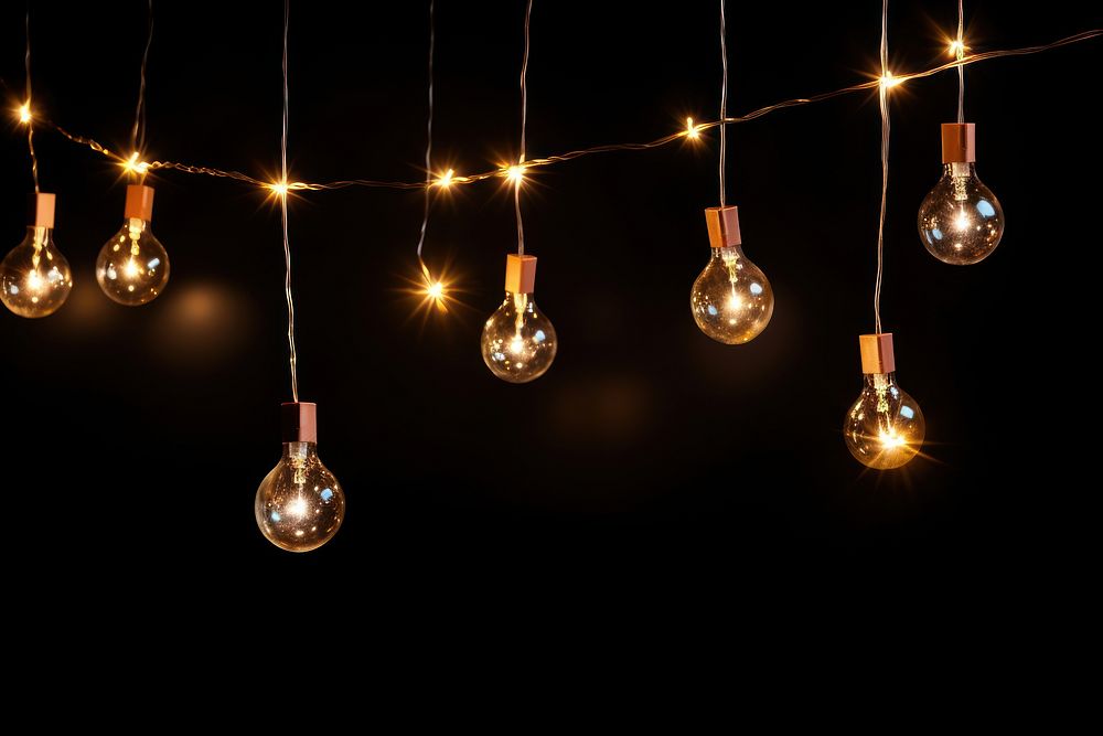 String light new year chandelier lightbulb lighting. AI generated Image by rawpixel.