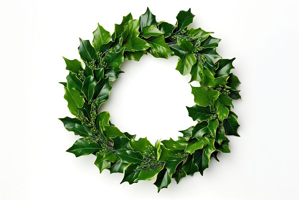 Christmas holly wreath plant green leaf. AI generated Image by rawpixel.