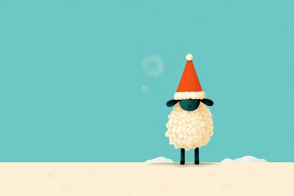 Sheep wearing christmas tree hat snowman winter nature. AI generated Image by rawpixel.