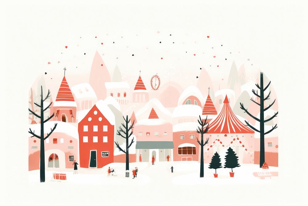 Christmas market background architecture drawing sketch. AI generated Image by rawpixel.