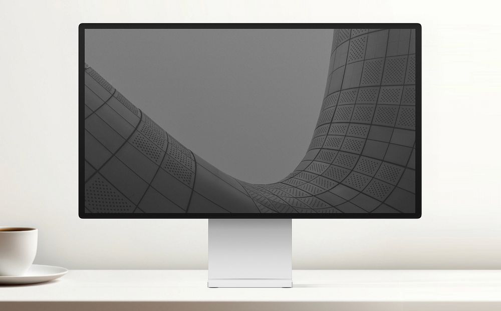 Computer screen with abstract wallpaper