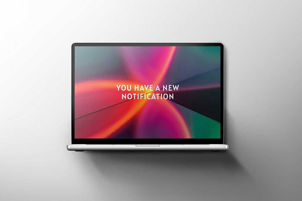 Laptop screen with abstract wallpaper