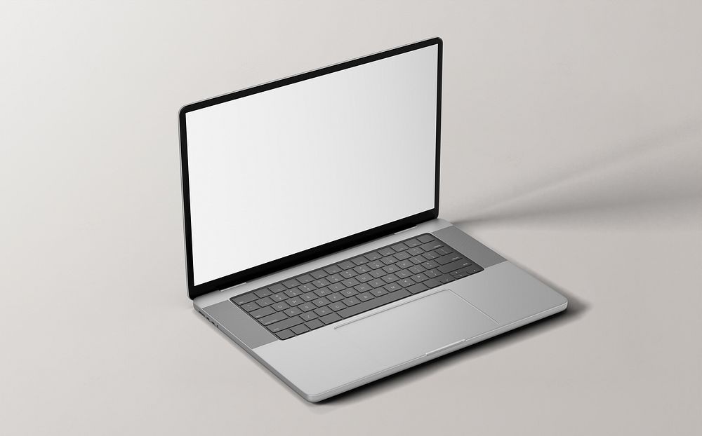 Blank laptop screen with design space