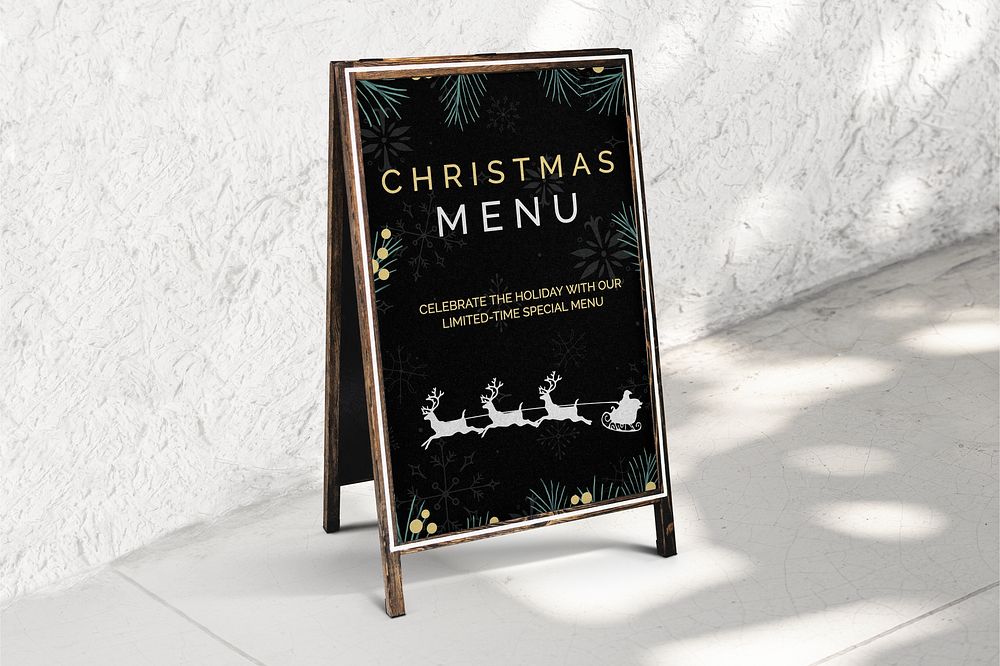 A-frame cafe sign, Christmas menu