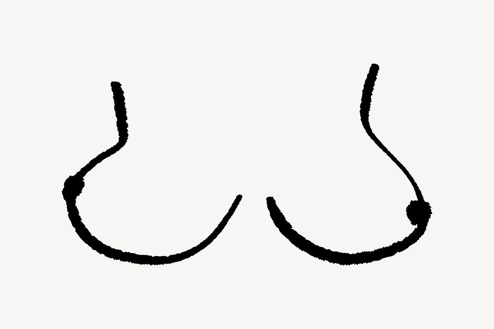 Female breast doodle, illustration vector