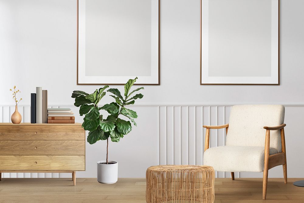 Scandinavian living room, interior design photo