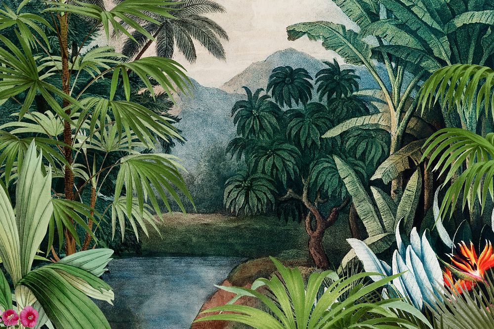 Vintage jungle background. Remixed by rawpixel.