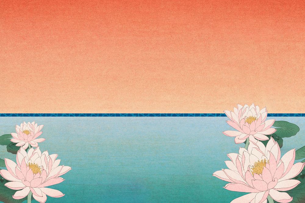 Japanese lotus lake background. Remixed by rawpixel.