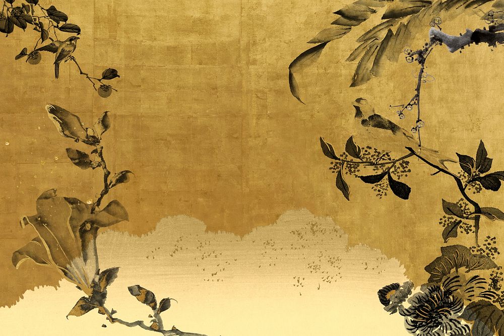 Japanese botanical  background, vintage illustration. Remixed by rawpixel.