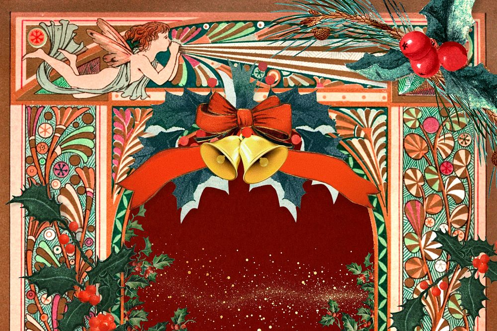 Christmas bells  background, vintage illustration. Remixed by rawpixel.