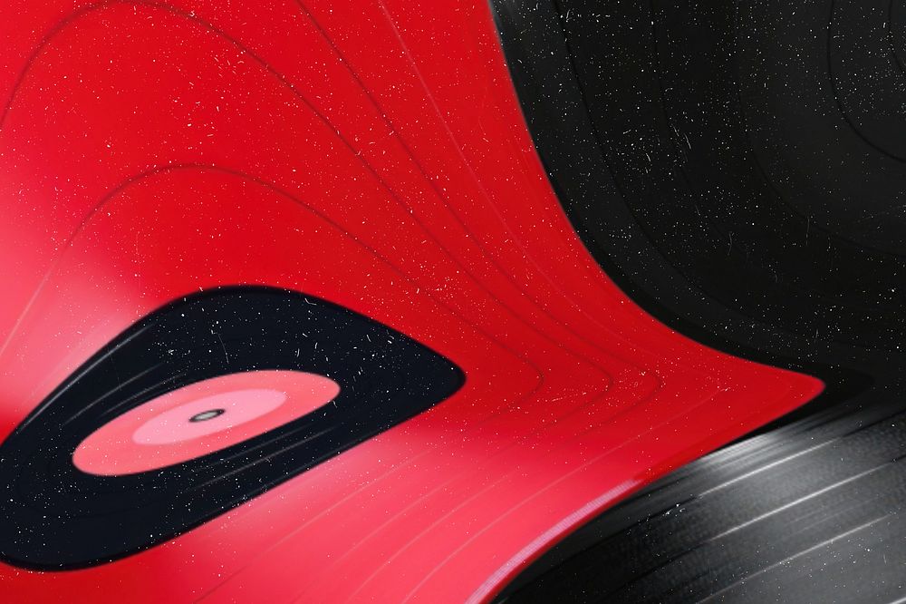 Red vinyl record with retro effect