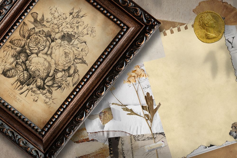 Vintage scrapbook, stationery hobby lifestyle Premium Photo rawpixel