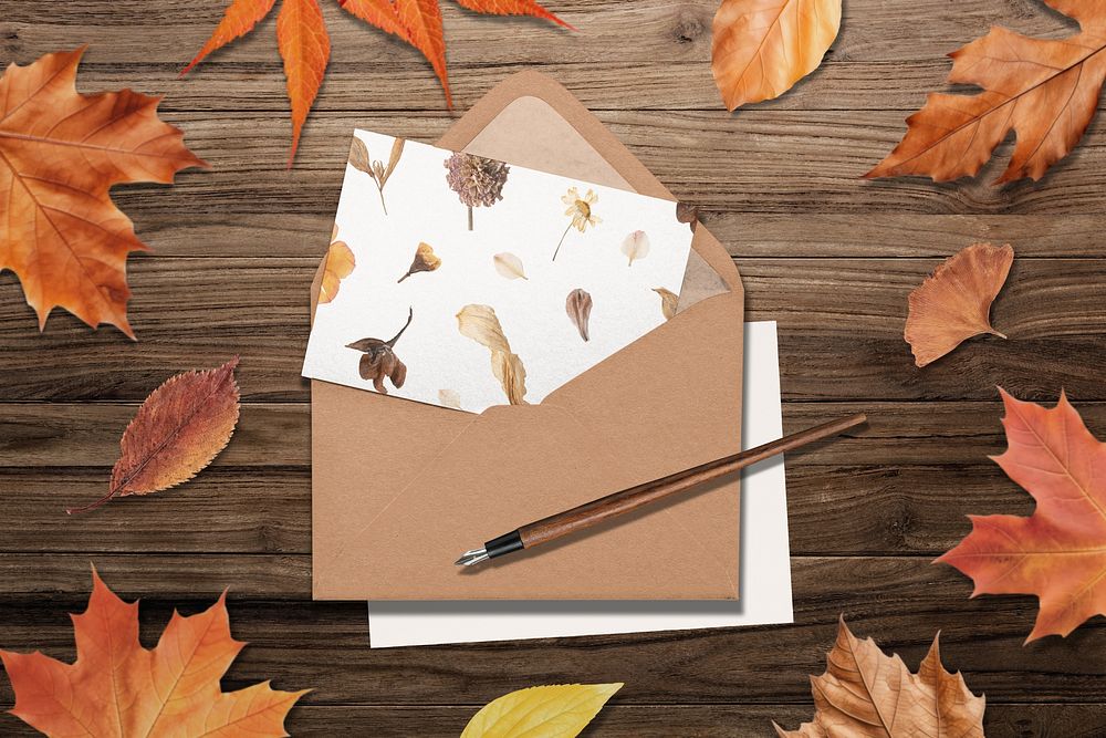 Autumn card envelope, stationery design
