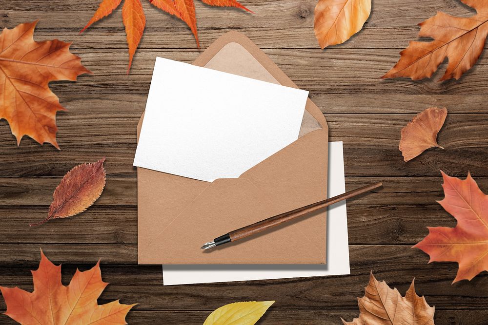 Autumn card envelope, stationery design