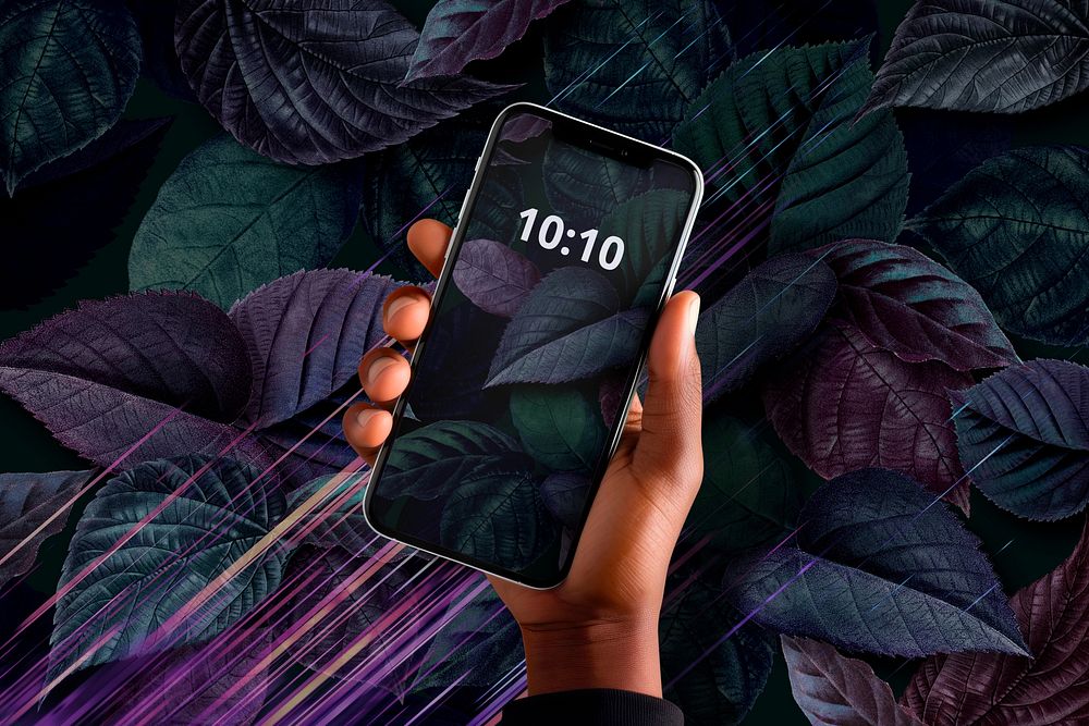 Smartphone on leaf background, design resource