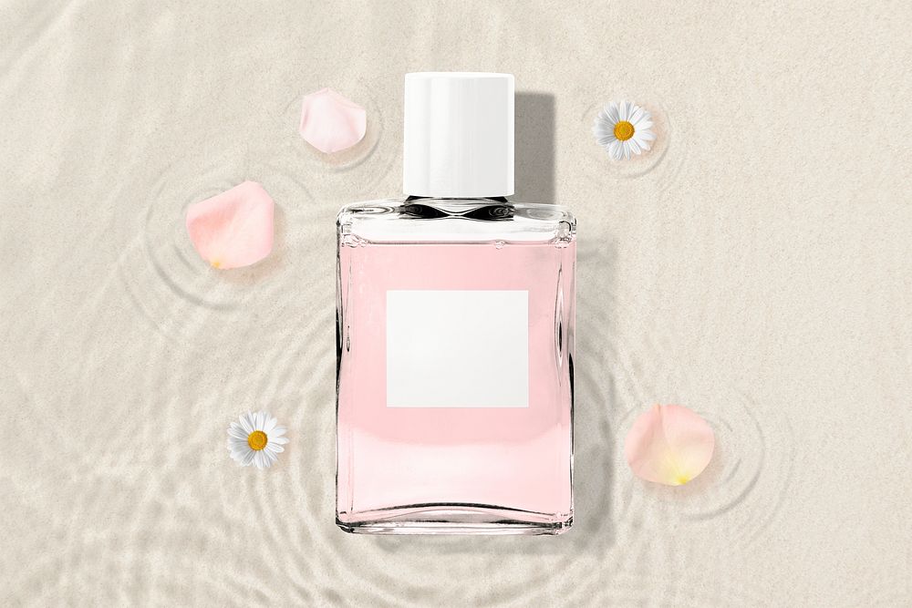 Pink glass perfume bottle