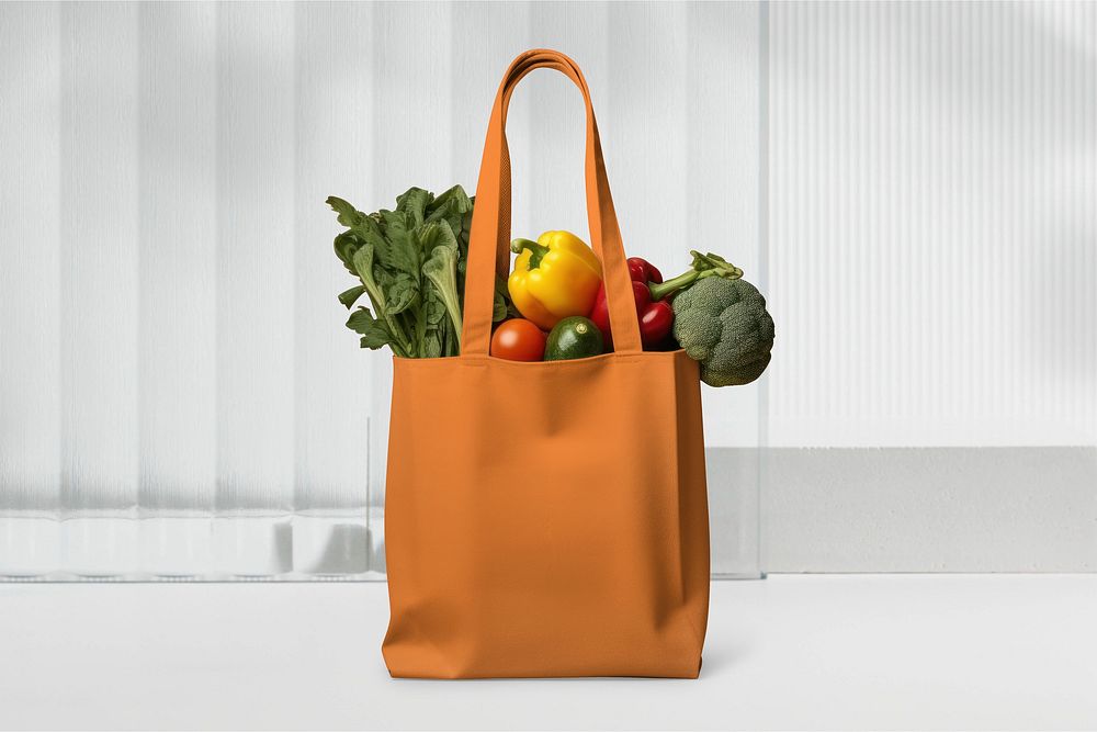 Tote bag mockup, eco-friendly product psd