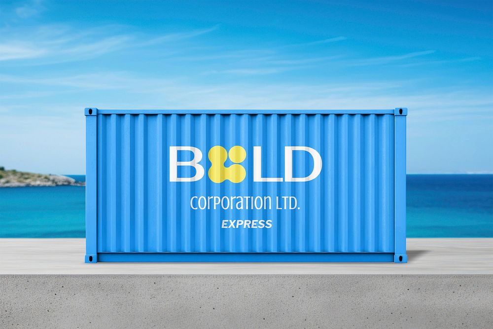 Shipping container mockup, logistics business psd