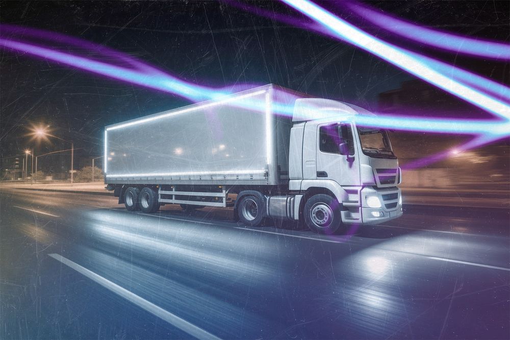 Truck  photo with light streak effect