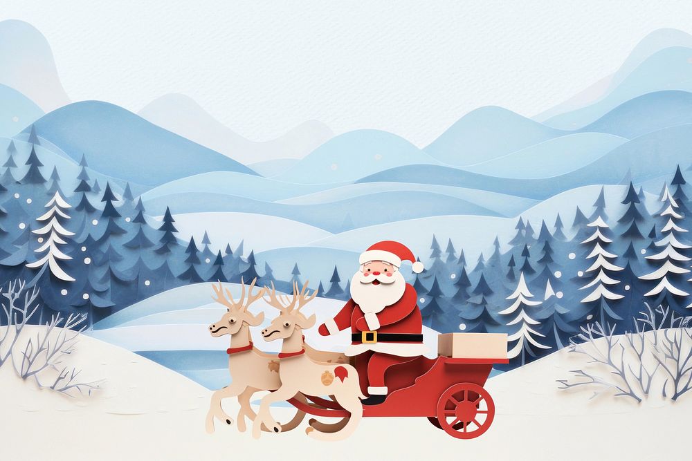Santa sleigh, festive holiday illustration
