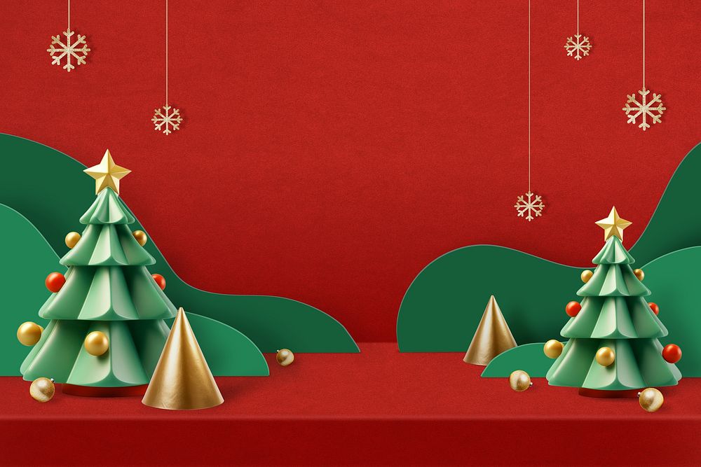 Christmas tree product display backdrop