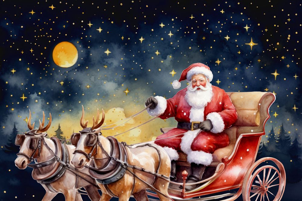 Santa Claus, festive watercolor illustration