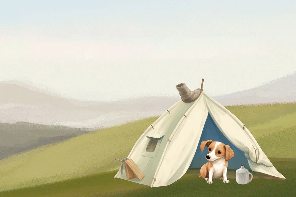 Tent camping, hobby lifestyle illustration