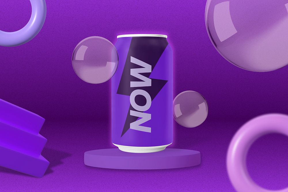 Purple now soda can, design resource