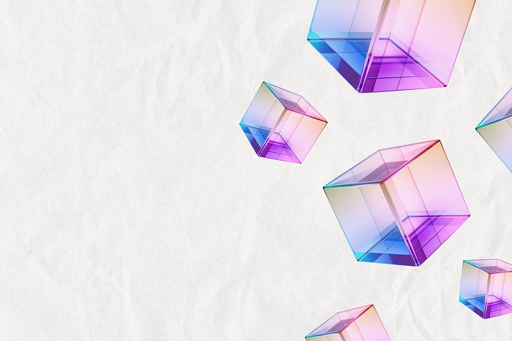White irisdescent cubes, futuristic background