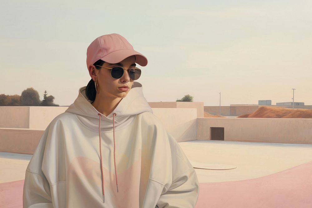 Woman in hoodie oil painting