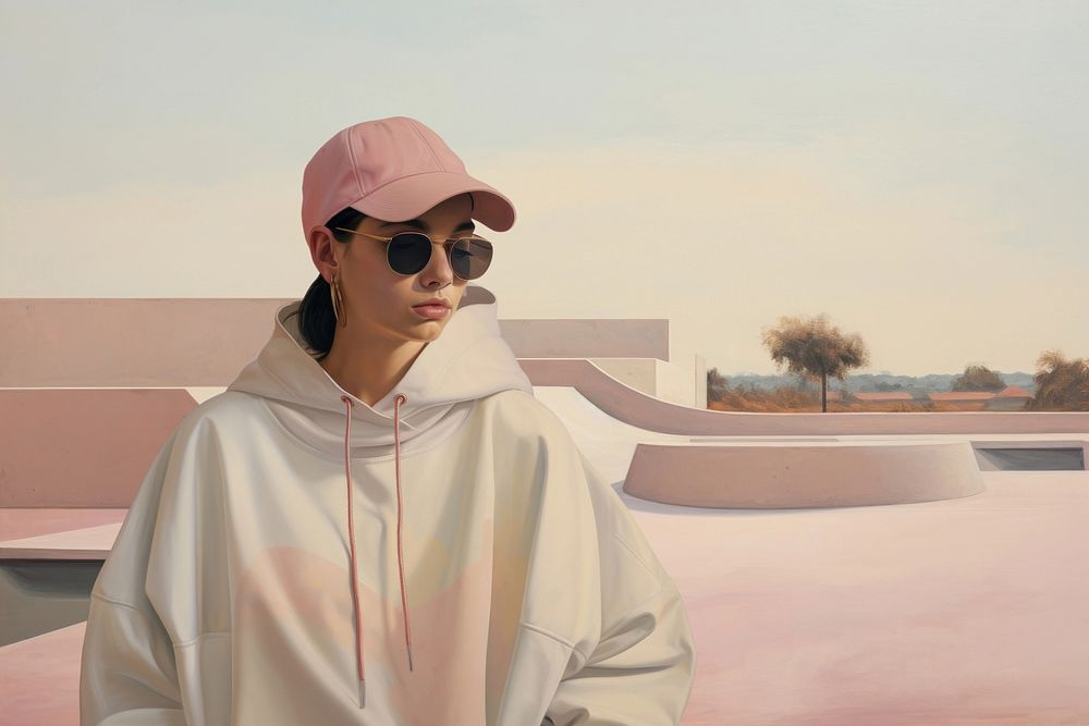 Woman in hoodie oil painting