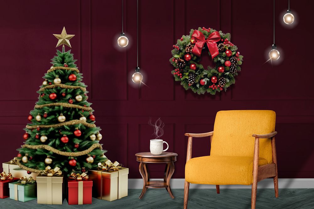 Christmas living room, interior design photo