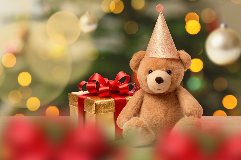 Christmas bear doll, festive photo