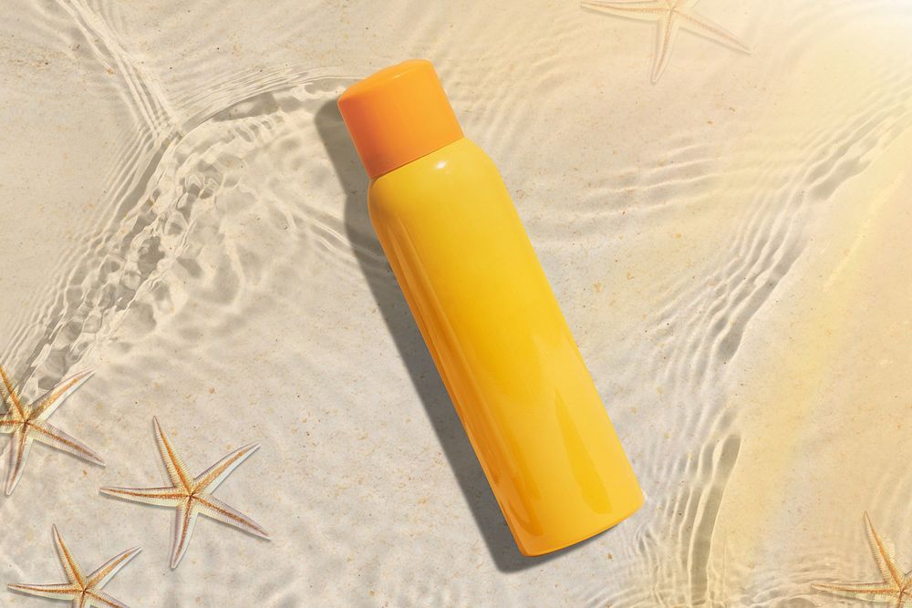 Sunscreen bottle on the beach remix