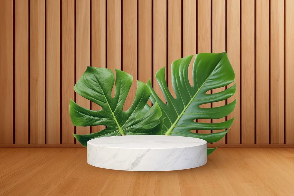 Monstera leaf aesthetic product backdrop