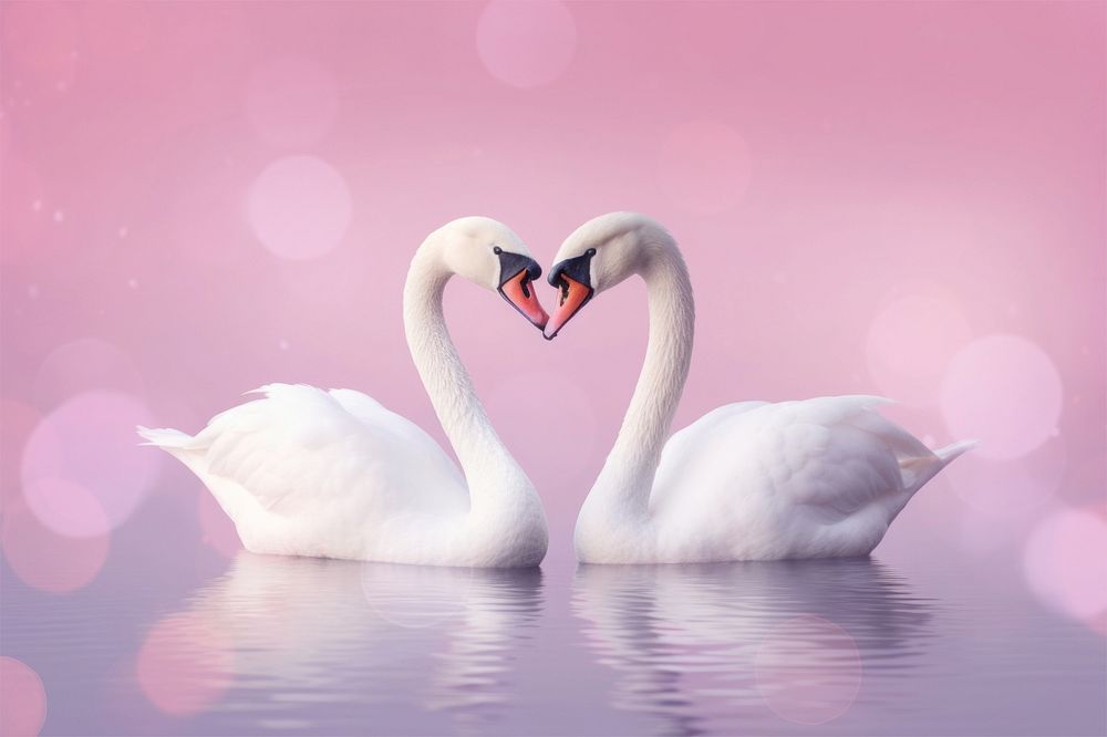 Heart swan with bokeh effect