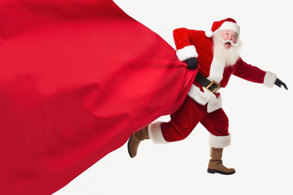 Santa Claus pulling red screen