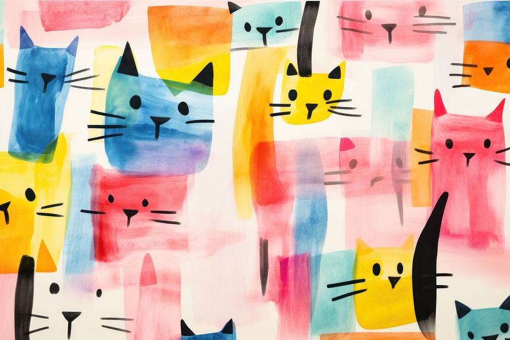 Cats backgrounds painting line. 