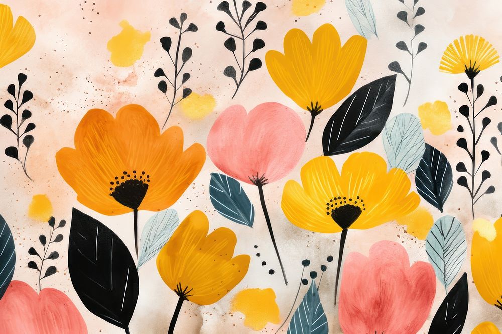 Flowers backgrounds painting pattern. AI generated Image by rawpixel.