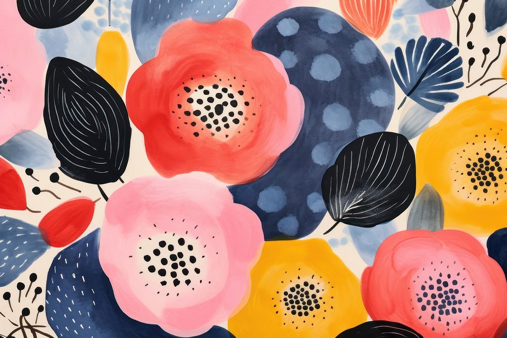 Memphis flowers backgrounds painting pattern. AI generated Image by rawpixel.