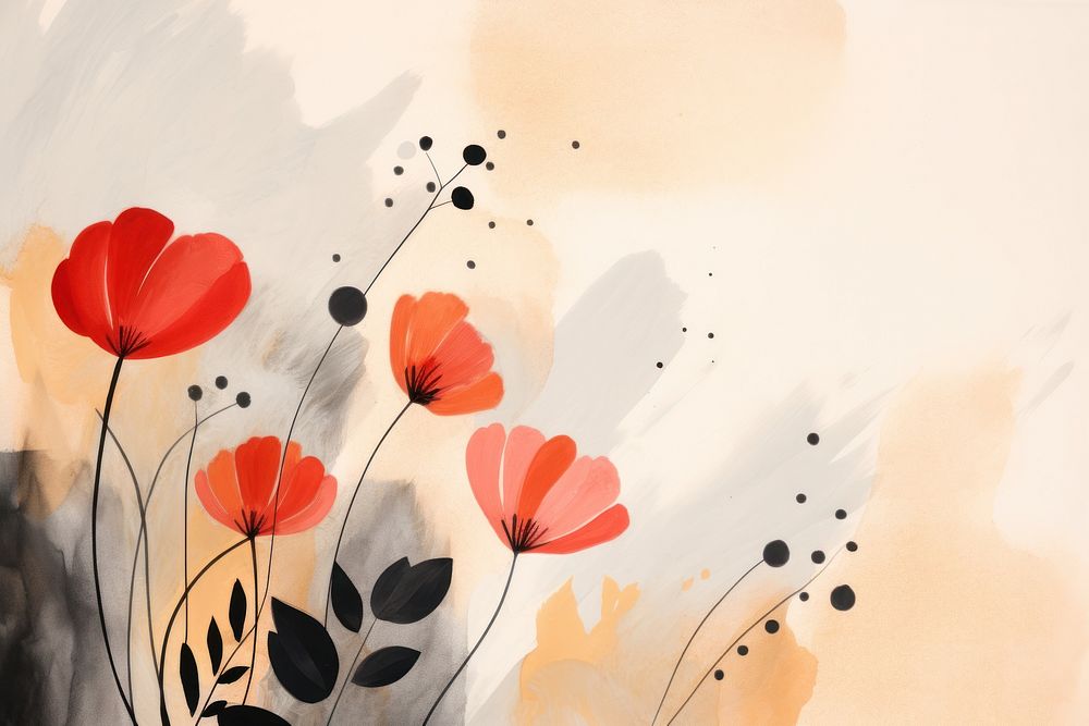 Minimal flowers backgrounds abstract painting. AI generated Image by rawpixel.