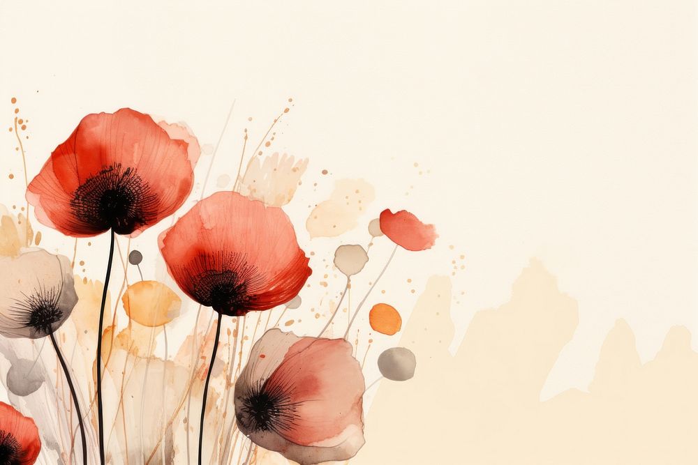 Minimal flowers painting poppy petal. AI generated Image by rawpixel.
