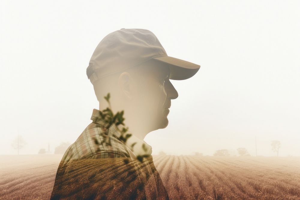 Farmer looking at field portrait outdoors nature. AI generated Image by rawpixel.