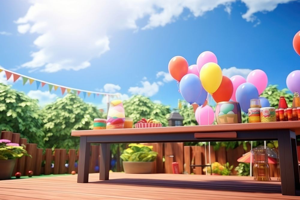Outdoor bar b q party outdoors balloon cartoon. AI generated Image by rawpixel.