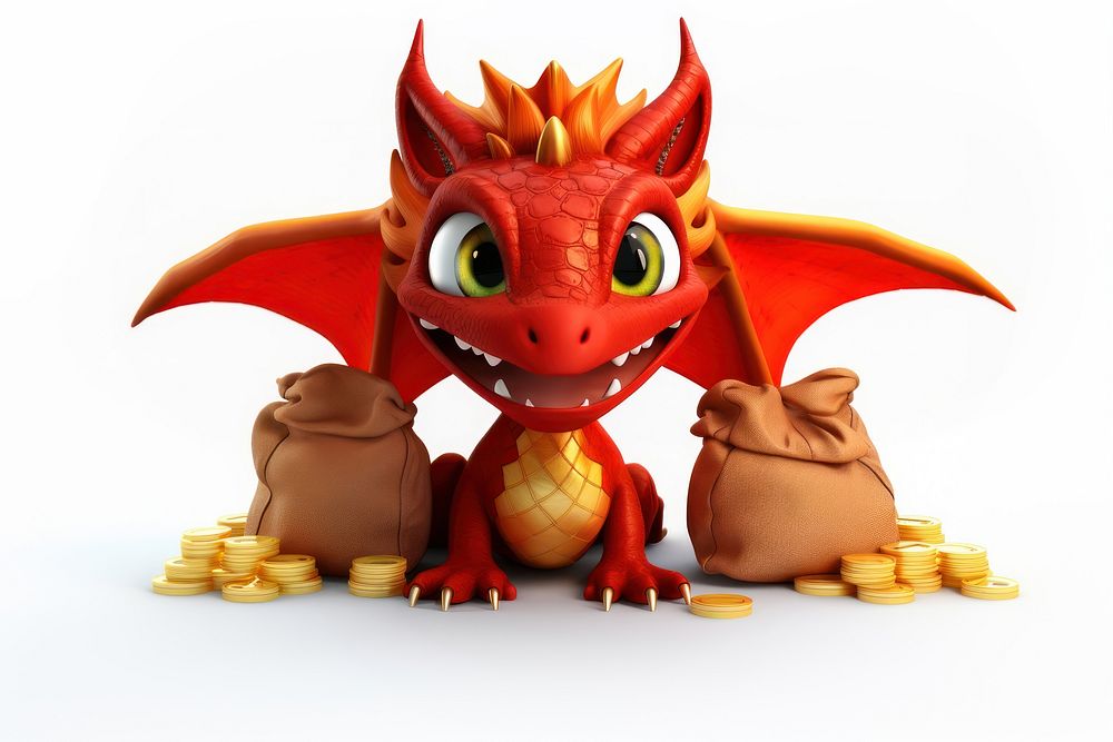 A money bag dragon cartoon red. AI generated Image by rawpixel.