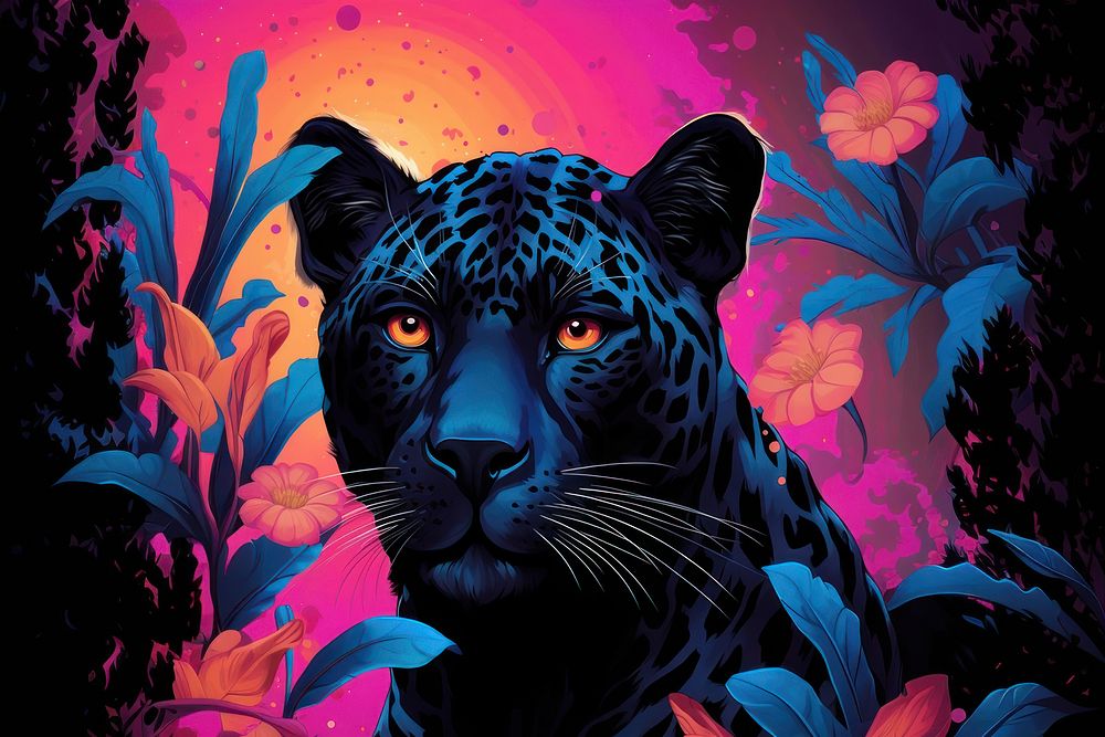 Jungle illustration leopard wildlife animal. AI generated Image by rawpixel.
