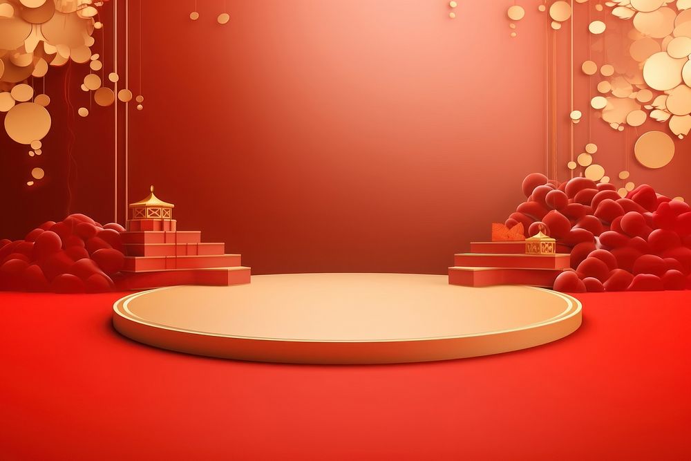 Chinese traditional red background celebration circle gold. AI generated Image by rawpixel.